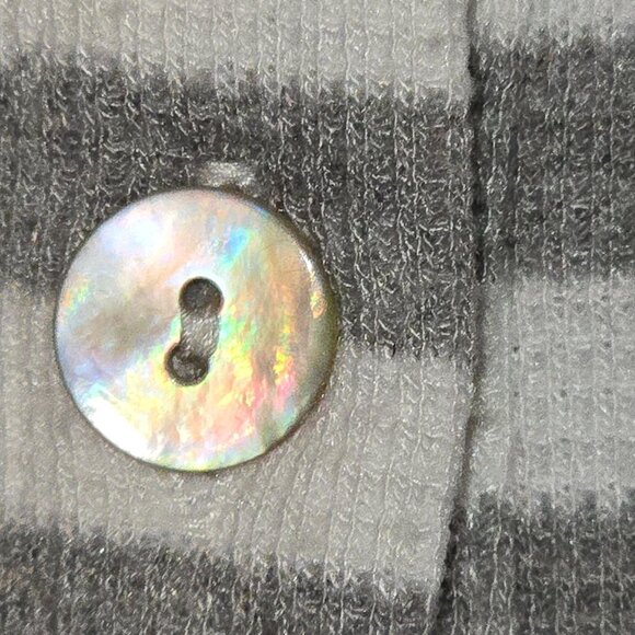 Women's LOGO Sweater Cardigan Size 3X Shell Buttons Gray White Lace V-Neck Hi Lo - Picture 3 of 6